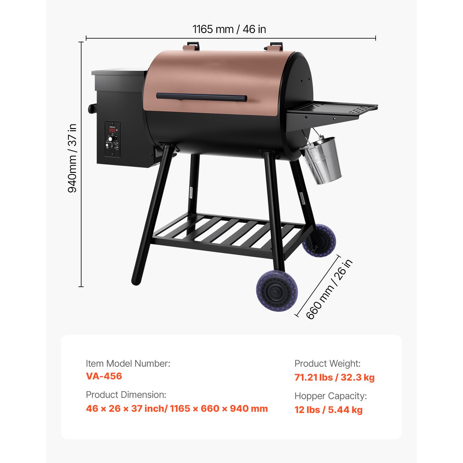 Electric Smoker Bbq - Wood Pellet Grill Smoker, 8 in